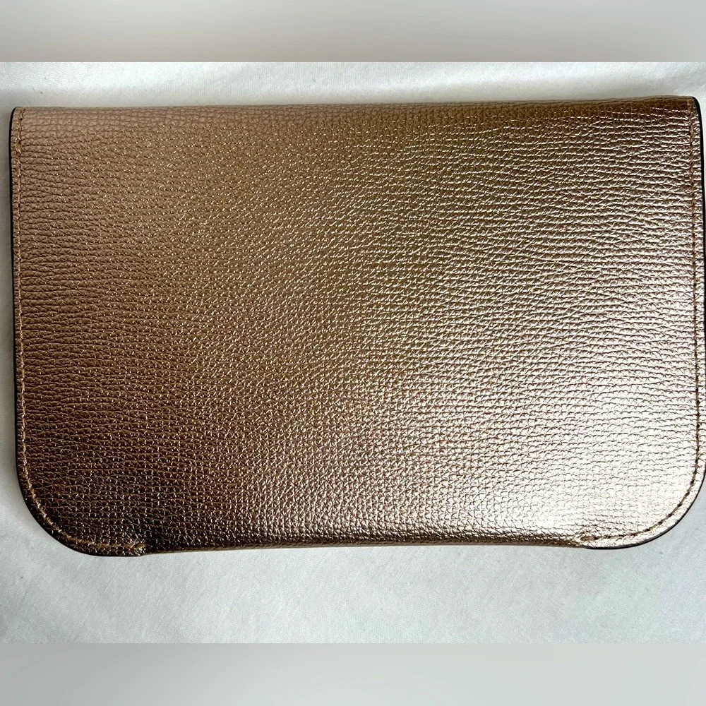 Kate Spade “Make it Mine” Pouch, Metallic Rose Gold, with Box and Tag